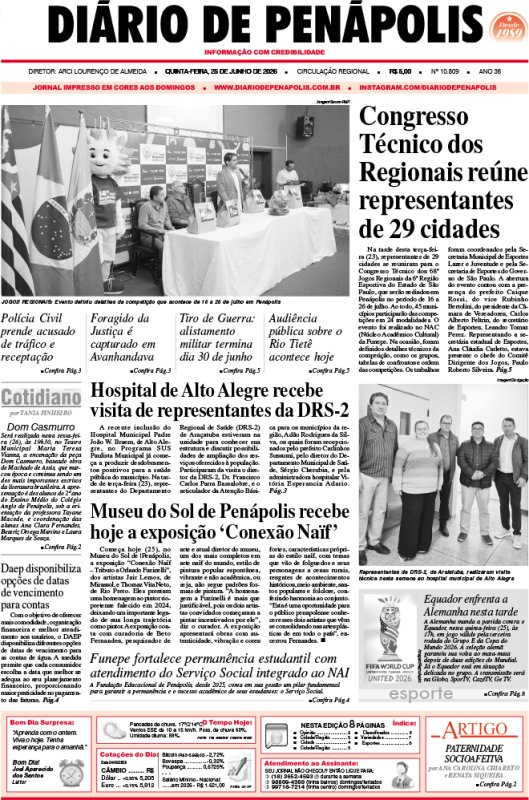 Capa do jornal DIÁRIO impresso desta quinta-feira (25)