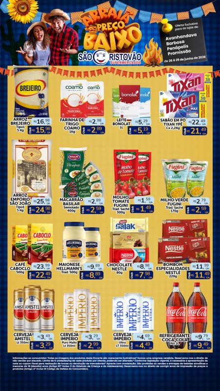 PRINCIPAIS OFERTAS DESTE FIM DE SEMANA DO SÃO CRISTÓVÃO SUPERMERCADOS - 26/06 a 29/06
