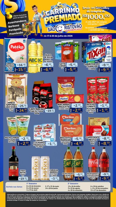 PRINCIPAIS OFERTAS DESTE FIM DE SEMANA DO SÃO CRISTÓVÃO SUPERMERCADOS - 17/07 a 20/07