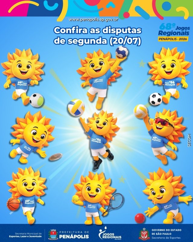 Confira a agenda dos Jogos Regionais de Penápolis desta segunda-feira