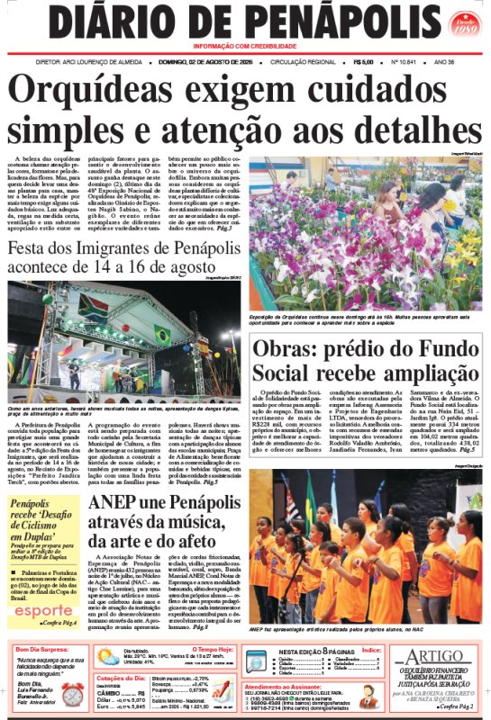 Capa do jornal DIÁRIO impresso deste domingo (28)