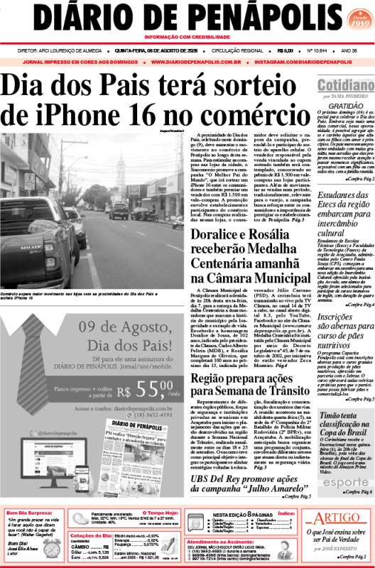 Capa do jornal DIÁRIO impresso desta quinta-feira (06)
