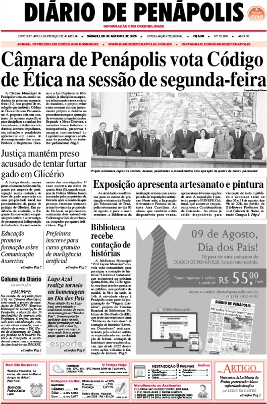 Capa do jornal DIÁRIO impresso deste sábado (08)
