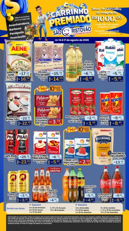 PRINCIPAIS OFERTAS DESTE FIM DE SEMANA DO SÃO CRISTÓVÃO SUPERMERCADOS - 14/08 a 17/08