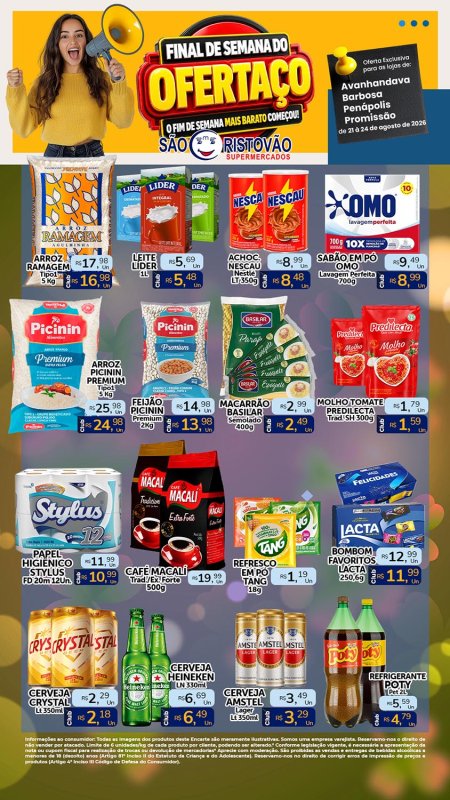 PRINCIPAIS OFERTAS DESTE FIM DE SEMANA DO SÃO CRISTÓVÃO SUPERMERCADOS - 21/08 a 24/08