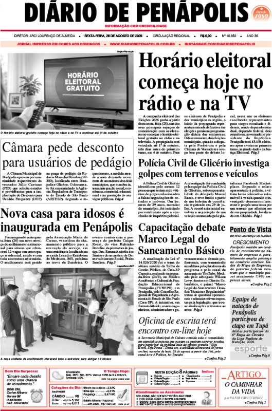 Capa do jornal DIÁRIO impresso desta sexta-feira (28)