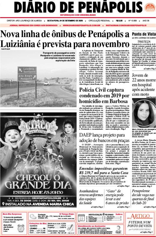 Capa do jornal DIÁRIO impresso desta sexta-feira (04)