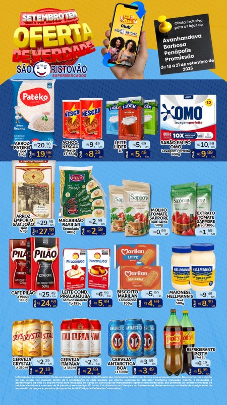 PRINCIPAIS OFERTAS DESTE FIM DE SEMANA DO SÃO CRISTÓVÃO SUPERMERCADOS - 18/09 a 21/09