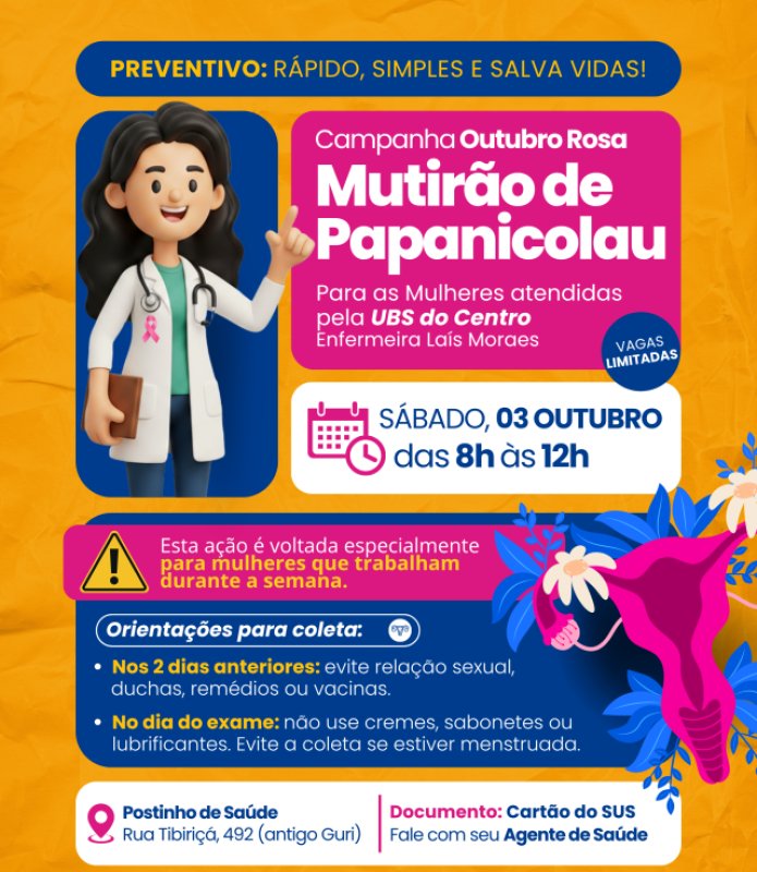Avanhandava abre agendamentos para Mutirão de Papanicolau durante o Outubro Rosa