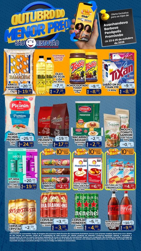 PRINCIPAIS OFERTAS DESTE FIM DE SEMANA DO SÃO CRISTÓVÃO SUPERMERCADOS - 23/10 a 26/10