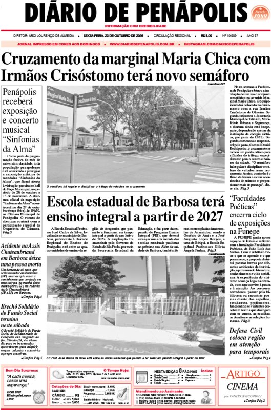 Capa do jornal DIÁRIO impresso desta sexta-feira (23)
