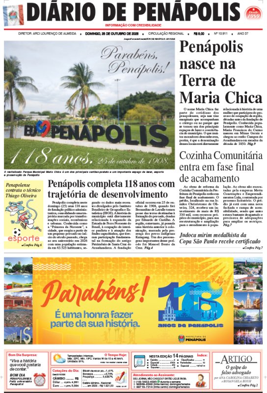 Capa do jornal DIÁRIO impresso deste domingo (25)