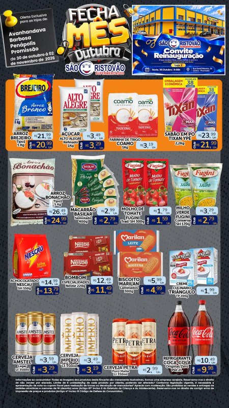 PRINCIPAIS OFERTAS DESTE FIM DE SEMANA DO SÃO CRISTÓVÃO SUPERMERCADOS - 30/10 a 02/11