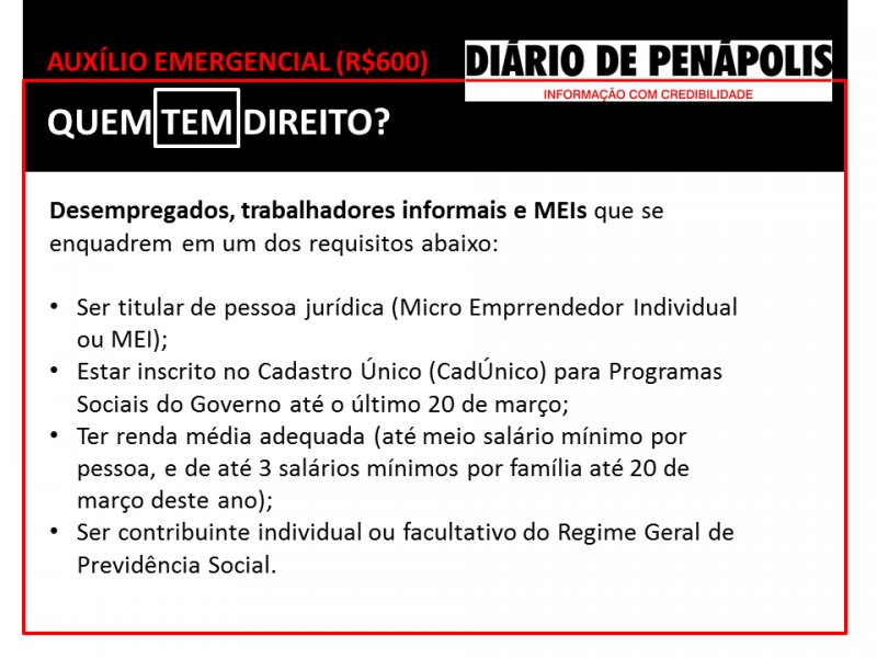 Auxílio Emergencial: Veja se você tem direito