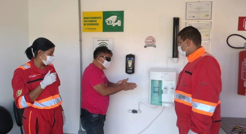 ViaRondon disponibiliza álcool gel nas bases de Serviço de Atendimento ao Usuário ao longo da rodovia 